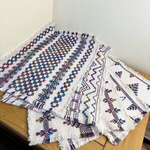 Scandinavian Hand Embroidered Cotton Placemats Huck Weaving Variety of 7